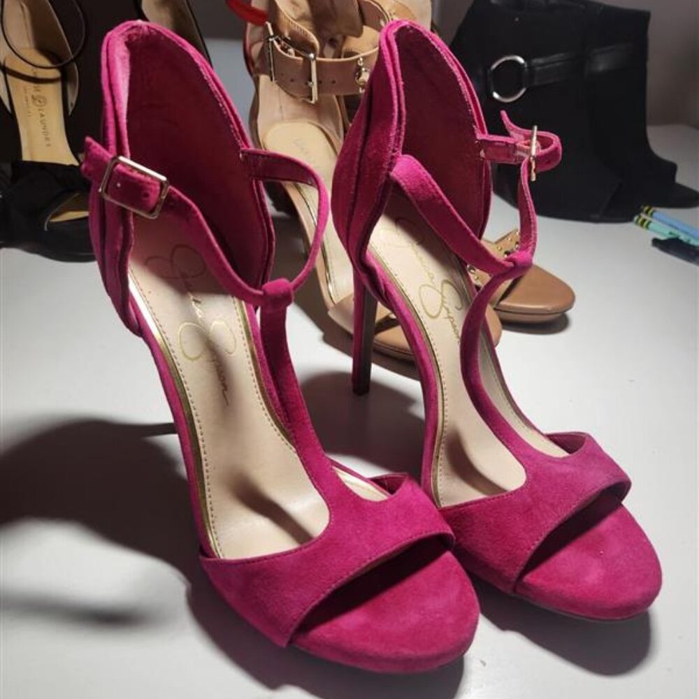 Hot Pink T Strap Heels